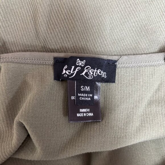 Self Esteem Y2K Lace Trim Ribbed Green Tank Top Size XS Cropped 90s Boho Casual - Picture 5 of 9